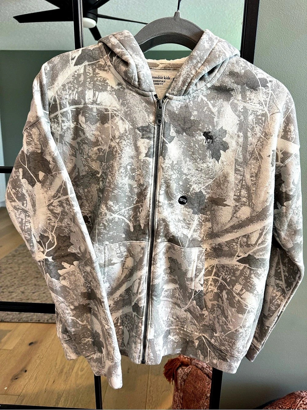 Abercrombie Kids Gray Camo Full Zip Hoodie NWT- Youth XL 15/16